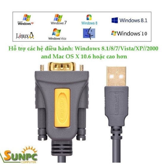 Cáp USB to Com dài 2m chính hãng Ugreen 20222 Cao cấp